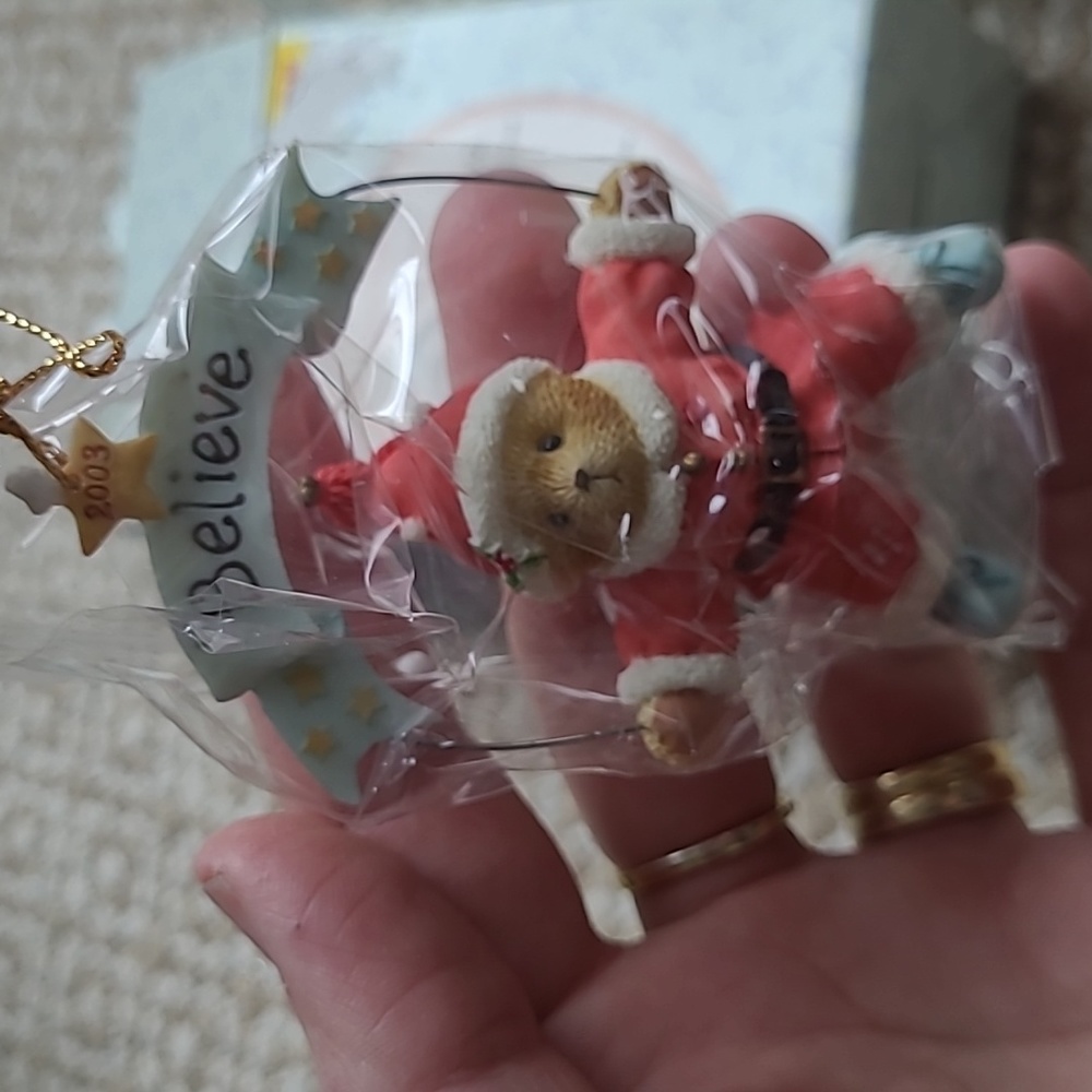 Enseco Cherished Teddies Bear Believe Ornament 2003 NIB